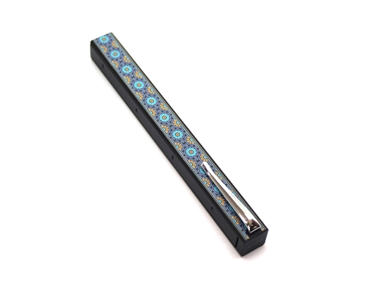 Penwak Swivel Case Glossy Grey Moroccan Tile Blue